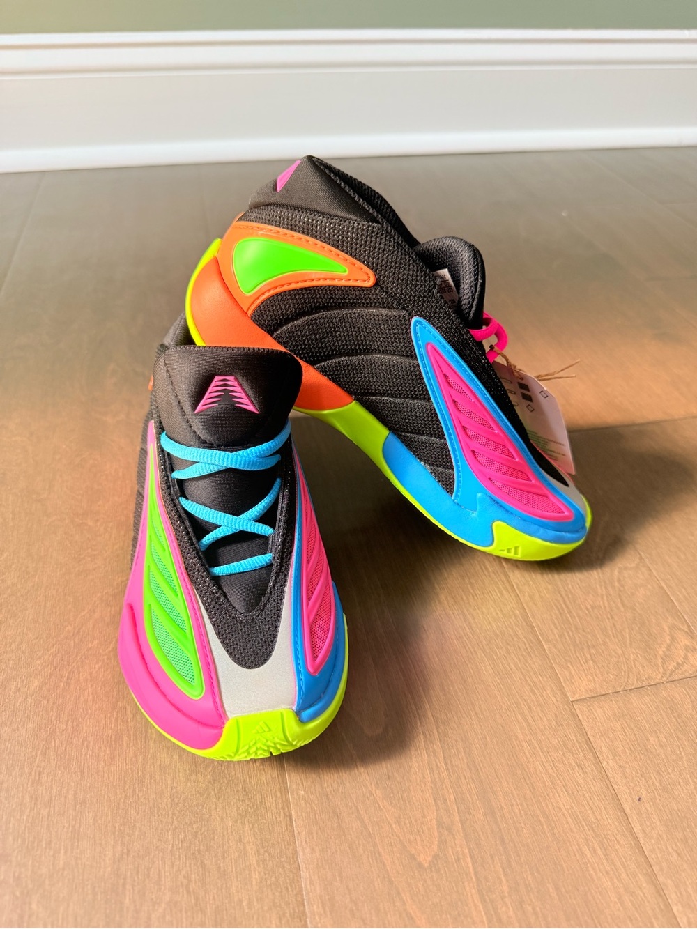 Adidas Kids Anthony Edwards 2 Neon Multi-Color Athletic Sneakers